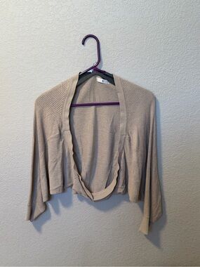 Light Beige Open-Front Women's Sweater Shrug